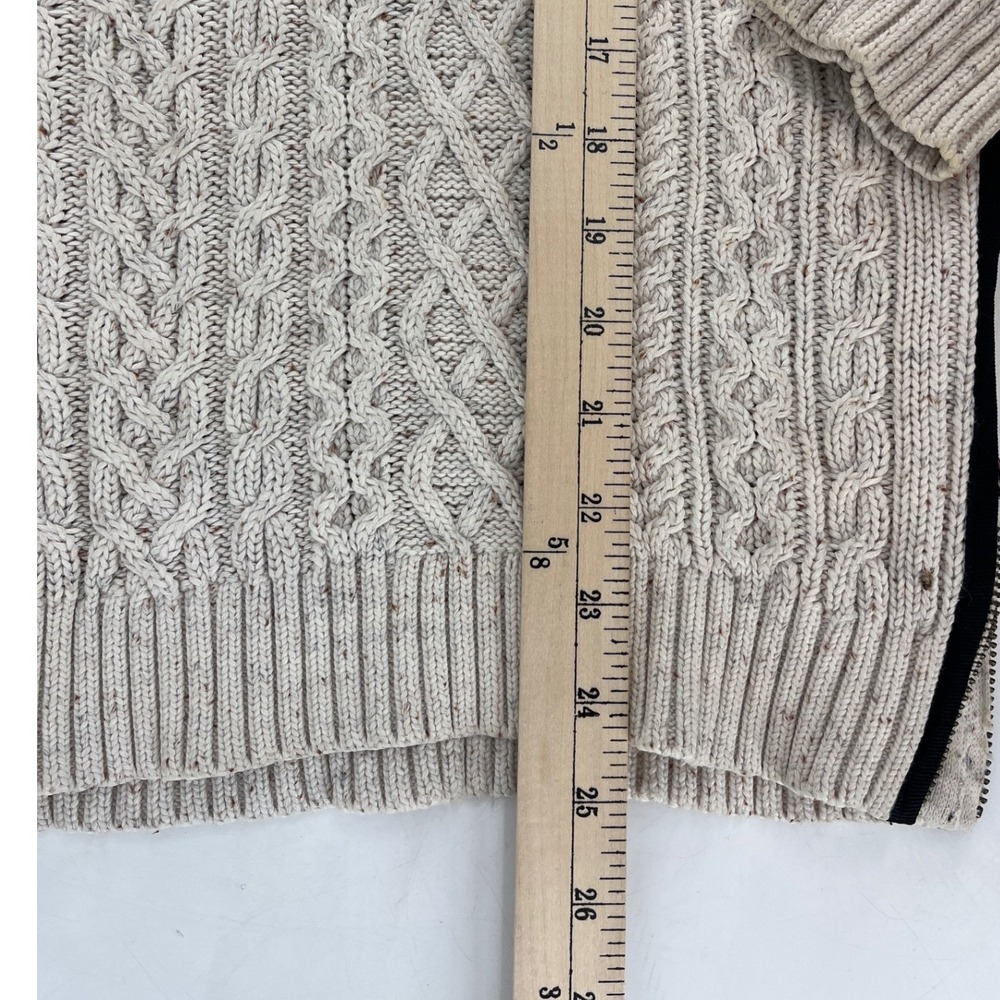 Margaret O'Leary‎ Cable Knit Sweater Womens Medium Beige Good Side Zip Pullover - Picture 5 of 7